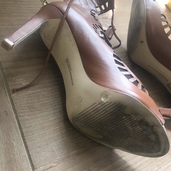 BCBG brown tie up open towed boots - Picture 4 of 4